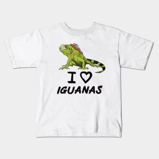 I Love Iguanas for Iguana Lovers, Black Kids T-Shirt